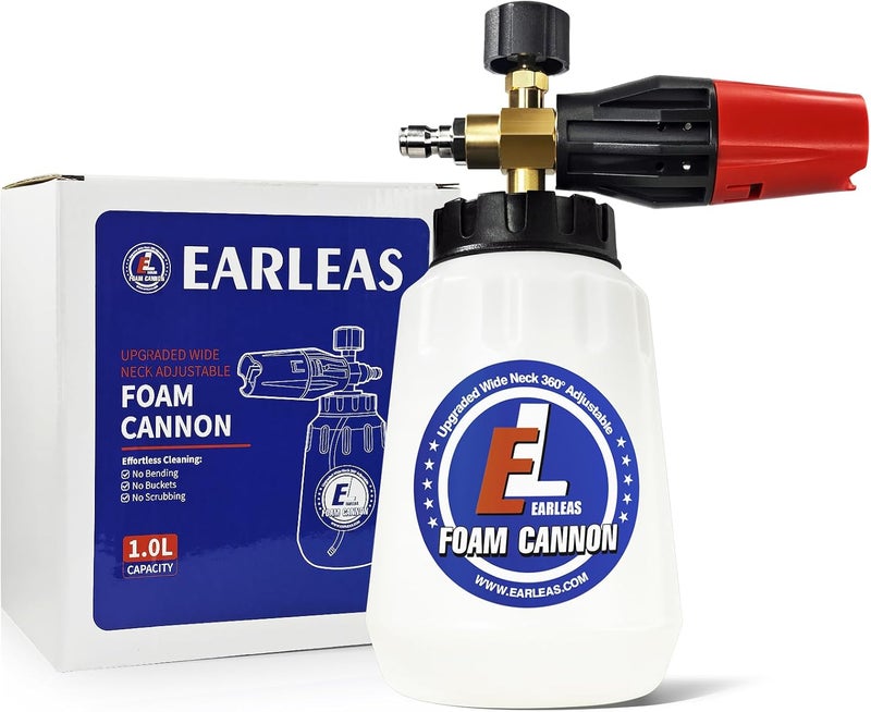 EARLEAS Foam Cannon for Pressure Washer, 1 Liter Bottle, 1/4 Inch Quick Connector, Professional Snow Foam Lance for Car, Glass, Wall, and Exterior Surface Cleaning - Image 1